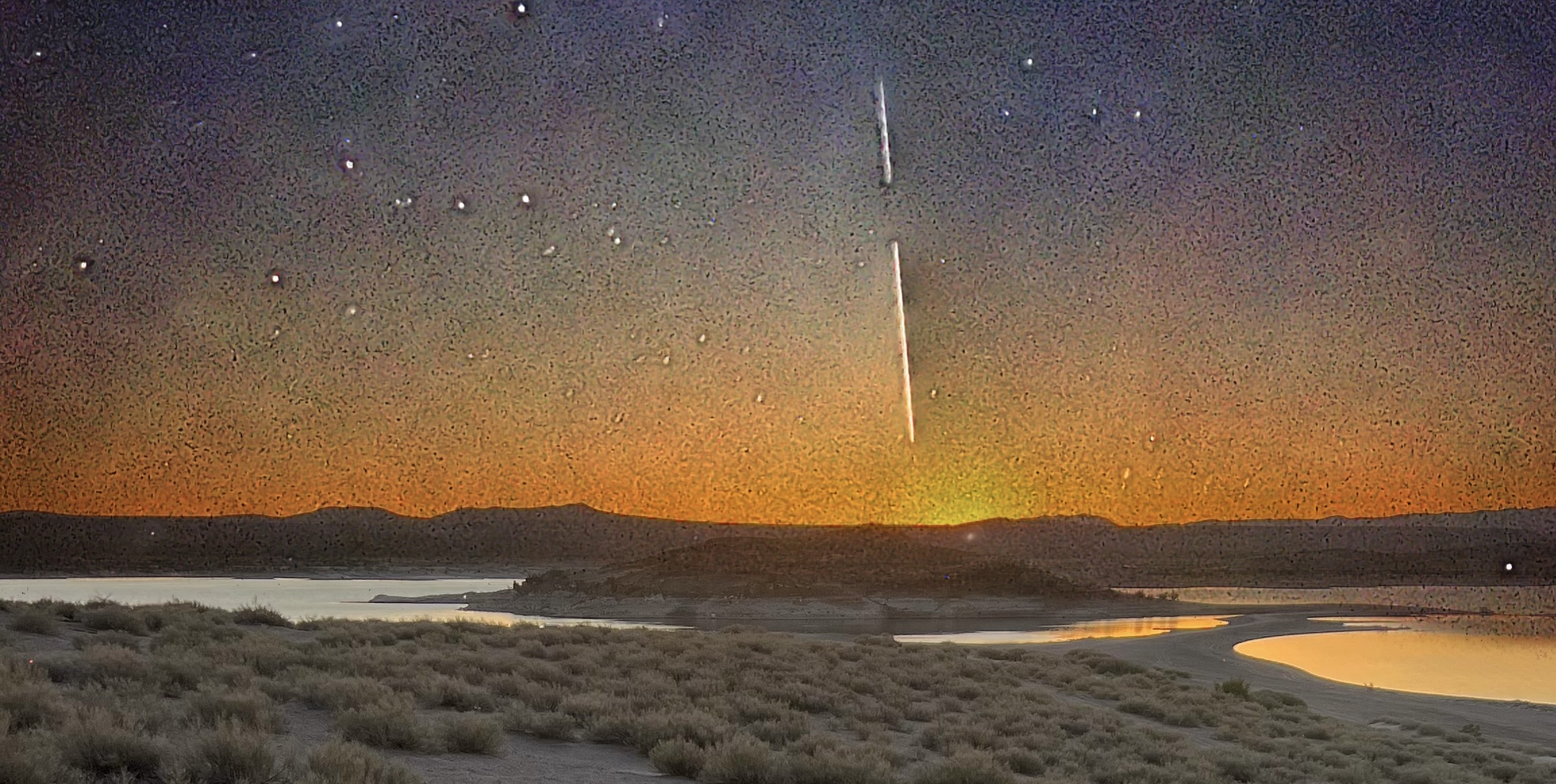 Starlink train over Sierra County, NM at dawn