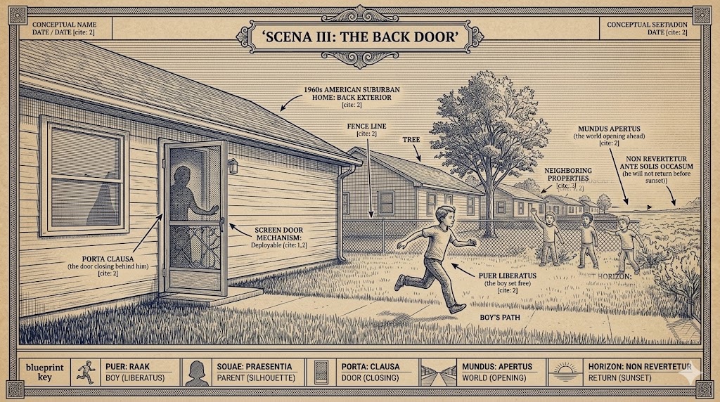 Scena III: The Back Door — The boy runs free into the neighborhood