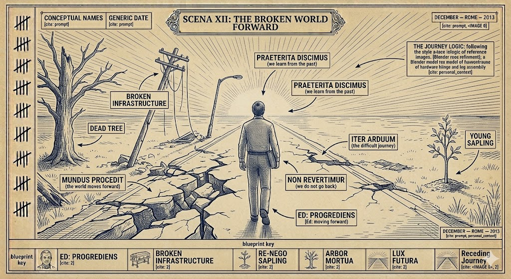 Scena XII: The Broken World Forward — Ed walks toward the light, not looking back