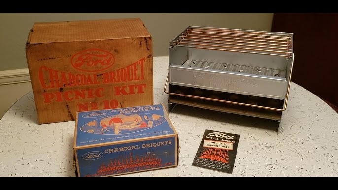 Ford Charcoal Briquet Picnic Kit No. 10 — the actual artifact, circa 1935